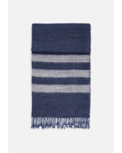 Schal aus Yak-Wolle & Baumwolle // Blau-Beige