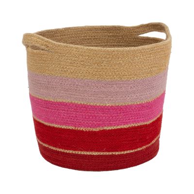"Pink Blush" Korb mit Henkel aus Jute in Rosatönen