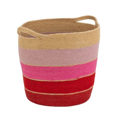 "Pink Blush" Korb mit Henkel aus Jute in Rosatönen