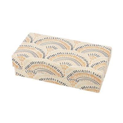 "Ornamente" Dose aus Papier in Beige mit Print