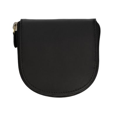 Halbrunde Geldbörse aus Leder in Schwarz