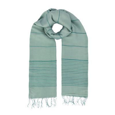 "Lines" Schal aus Viskose und Seide in Türkis