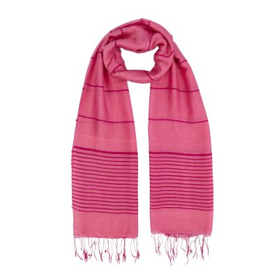 "Lines" Schal aus Viskose und Seide in Pink