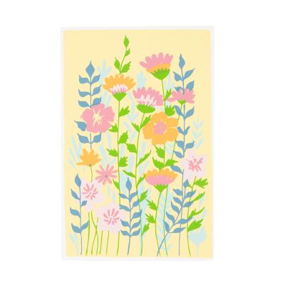 Grußkarte aus Papier in Gelb mit Blumen-Motiv