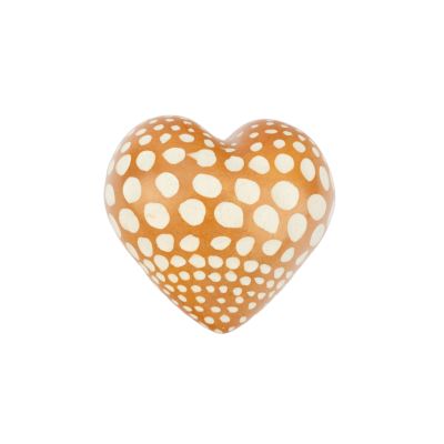Deko-Herz aus Speckstein in Orange mit Punkten