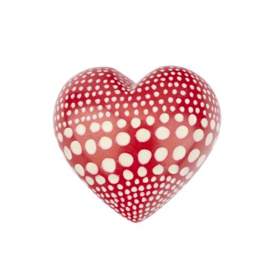 Deko-Herz aus Speckstein in Rot mit Punkten