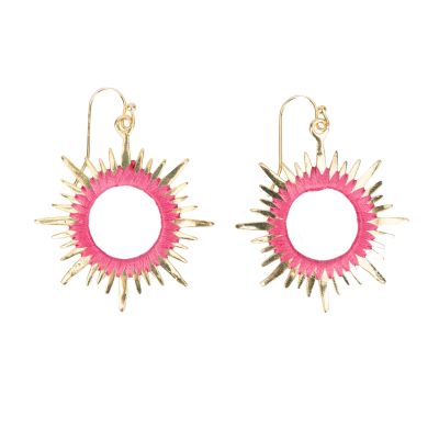 "Sonne" Ohrringe aus Messing in Pink