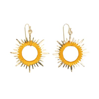 "Sonne" Ohrringe aus Messing in Gelb