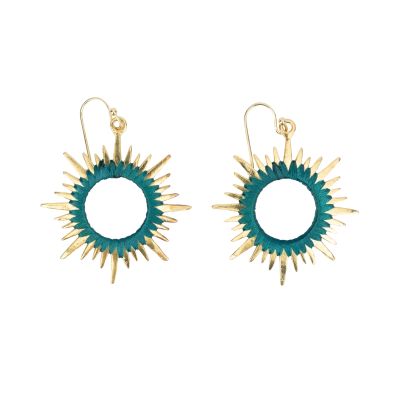 "Sonne" Ohrringe aus Messing in Türkis