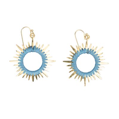 "Sonne" Ohrringe aus Messing in Blau