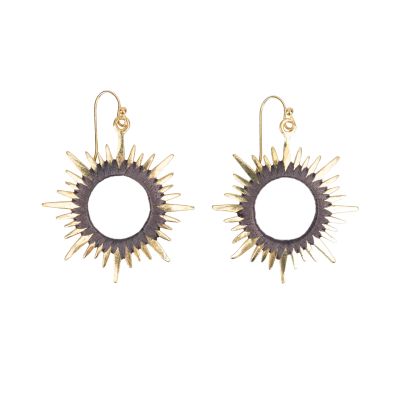 "Sonne" Ohrringe aus Messing in Lila