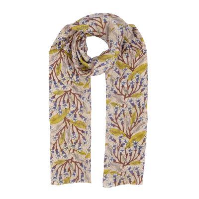 Schal aus Seide in Creme mit floralem Motiv