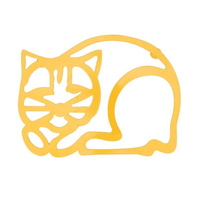 Topfuntersetzer Katze aus Eisen in Gelb