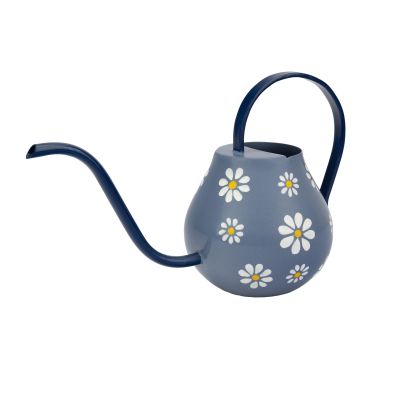 Gießkanne aus Eisen in Blau mit Blüten-Motiv