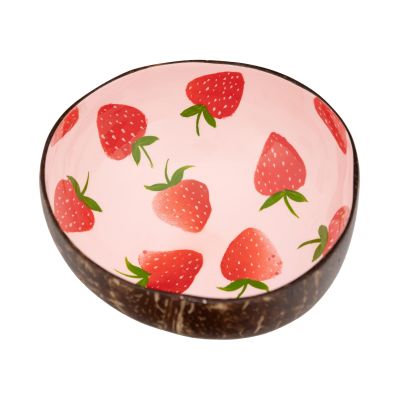 Kokosnuss-Schale in Rosa mit Erdbeeren-Motiv