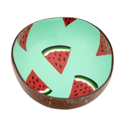 Kokosnuss-Schale in Grün mit Melonen-Motiv