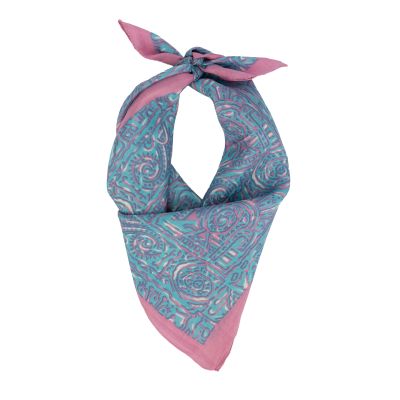 Halstuch aus Seide in Hellblau-Rosa mit Prints