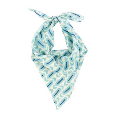 Halstuch aus Seide in Weiß mit türkisen Prints