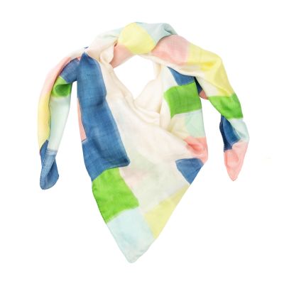 Tuch aus Seide in Weiß mit farbigen Formen