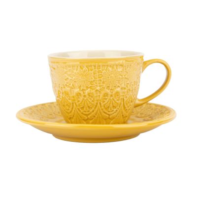 "Bloom" Cappuccinotasse aus Keramik in Gelb