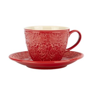 "Bloom" Cappuccinotasse aus Keramik in Rot