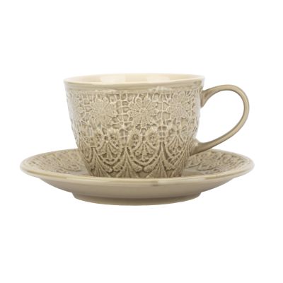 "Bloom" Cappuccinotasse aus Keramik in Grau