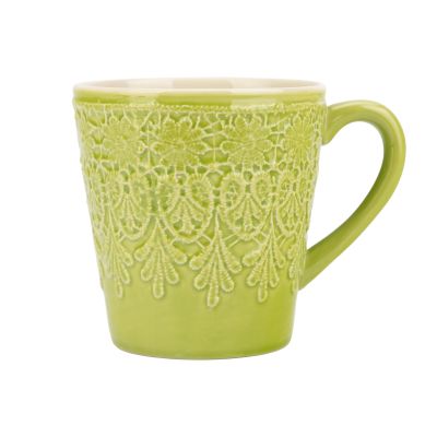 Großer Kaffeebecher "Bloom" aus Keramik in Grün