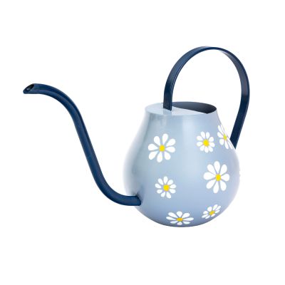 Gießkanne aus Eisen in Blau mit Blüten-Motiv