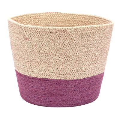 "Stitches" Großer Korb aus Jute in Lila