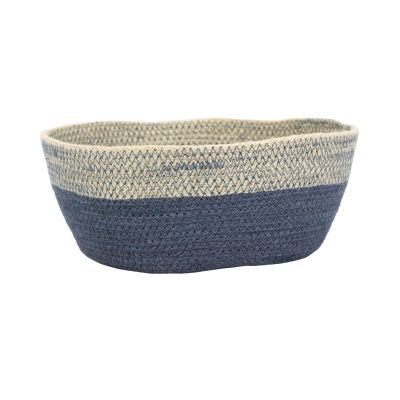 "Stitches" Flacher Korb aus Jute in Blau