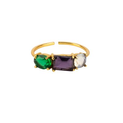 "Jewel" Ring aus Messing in Grün-Lila