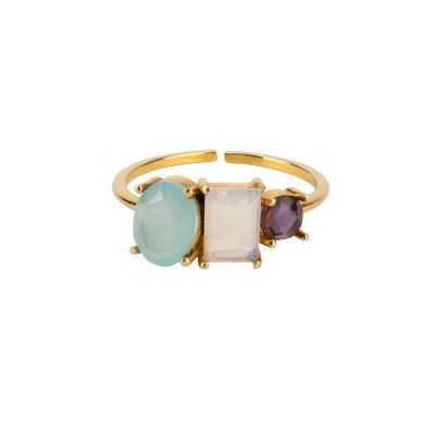 "Jewel" Ring aus Messing in Hellblau-Lila