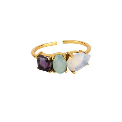"Jewel" Ring aus Messing in Lila-Hellblau
