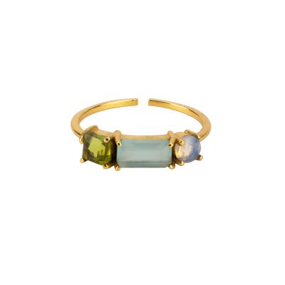 "Jewel" Ring aus Messing in Hellblau-Hellgrün