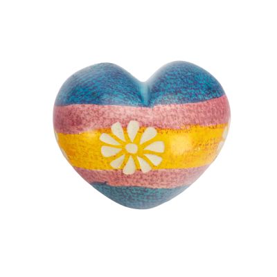 Deko-Herz aus Speckstein in Blau-Rosa-Gelb