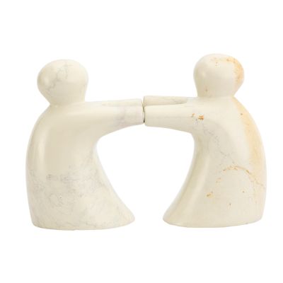Buchstützen aus Speckstein in Weiß