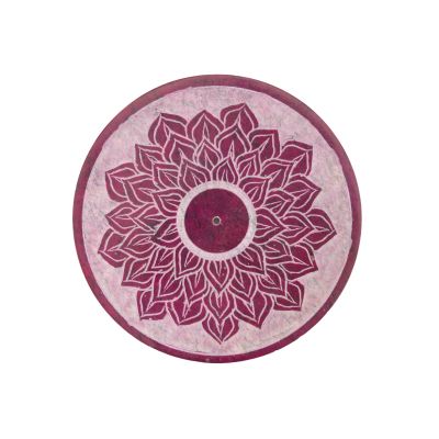 Räucherstäbchenhalter aus Speckstein in Rosa-Weiß