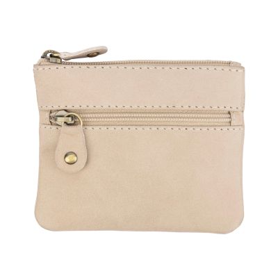 "Mio" Münztäschchen aus Leder in Creme