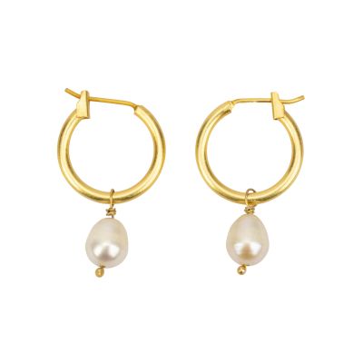 Creolen aus Messing in Goldfarben mit Glasperle