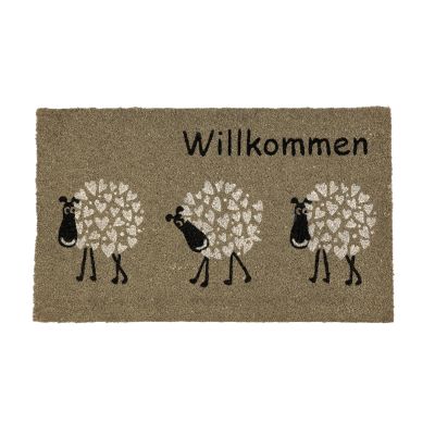 Fußmatte aus Kokosfaser mit Schaf-Motiv