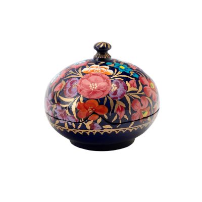 Dose aus Pappmaschee mit Blumen-Motiv
