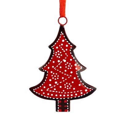 Tannenbaum-Anhänger aus Eisen in Rot-Weiß