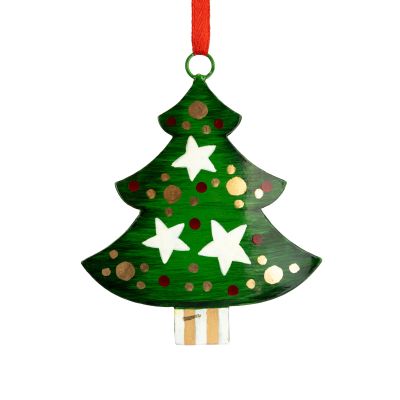 Christbaum-Anhänger aus Eisen in Grün-Weiß-Gold