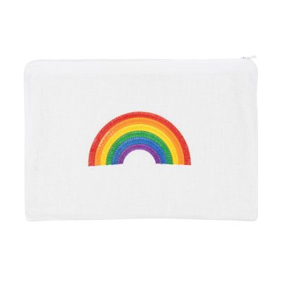 Tasche aus Baumwolle in Weiß mit Regenbogen