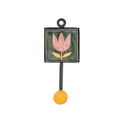 Garderobenhaken aus Keramik mit Blumen-Motiv
