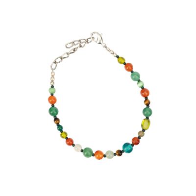 "Spring" Armband aus Messing in Grün-Orange-Weiß