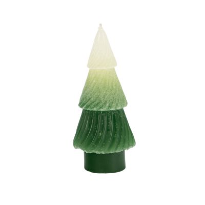 Kleine Tannenbaum-Kerze in Grün-Weiß