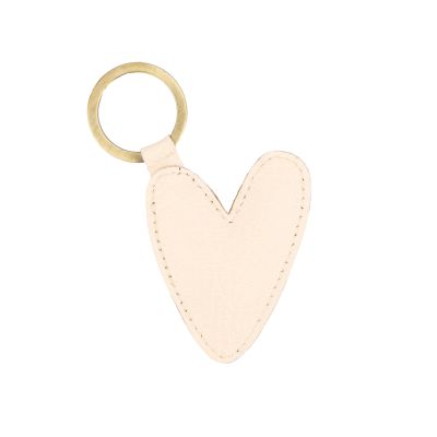 Herz-Schlüsselanhänger aus Büffelleder in Rosa