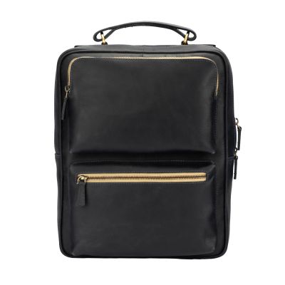 "Alva" Rucksack aus Leder in Dunkelblau-Creme
