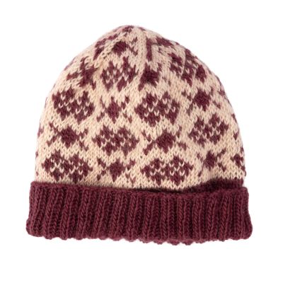 Strickmütze aus Wolle in Beerenfarben-Rosa